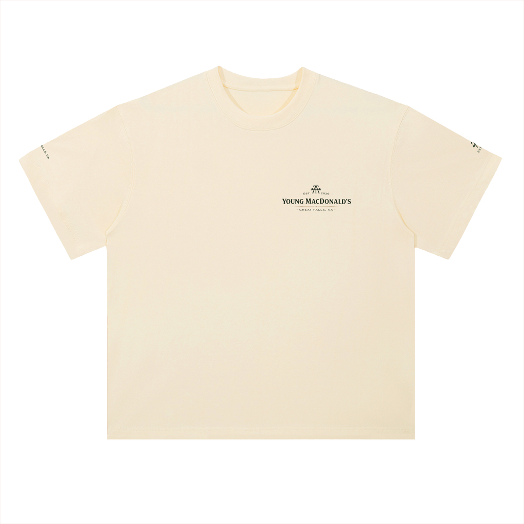 Young MacDonald's Farm Vintage Logo Tee – YMF Unisex Heavyweight Oversized Cotton T-Shirt