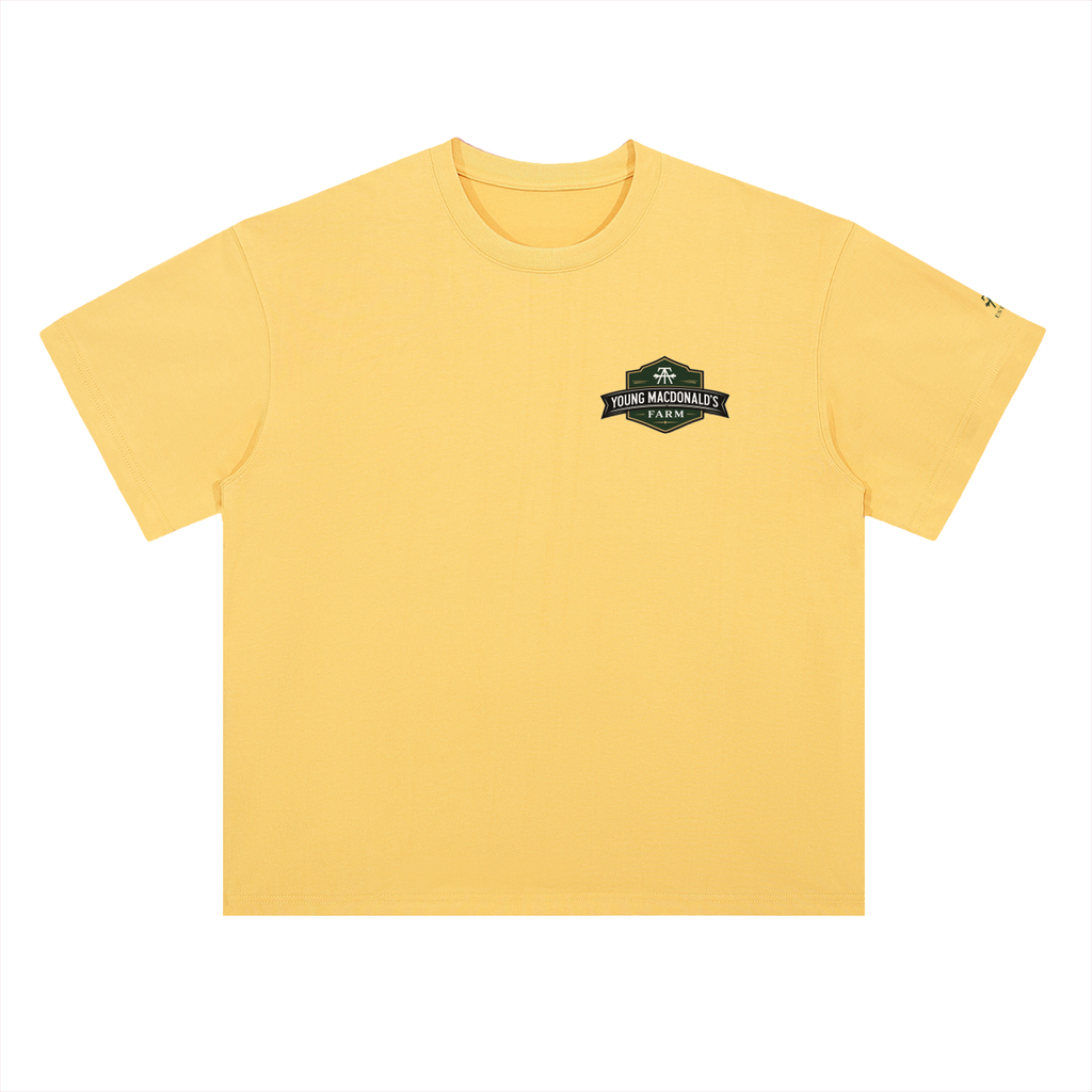 Young MacDonald's Farm YMF Heavyweight Drop Shoulder Tee – Unisex 100% Cotton Oversized T-Shirt