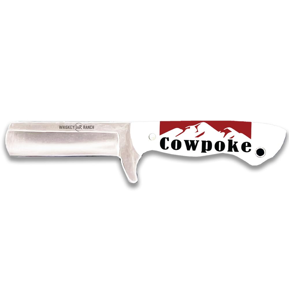 WHISKEY BENT HAT CO. Bullcutter Fixed Blade Knife  -- 440C Stainless Steel 2.5" Blade w/Leather Sheath (Cowpoke)