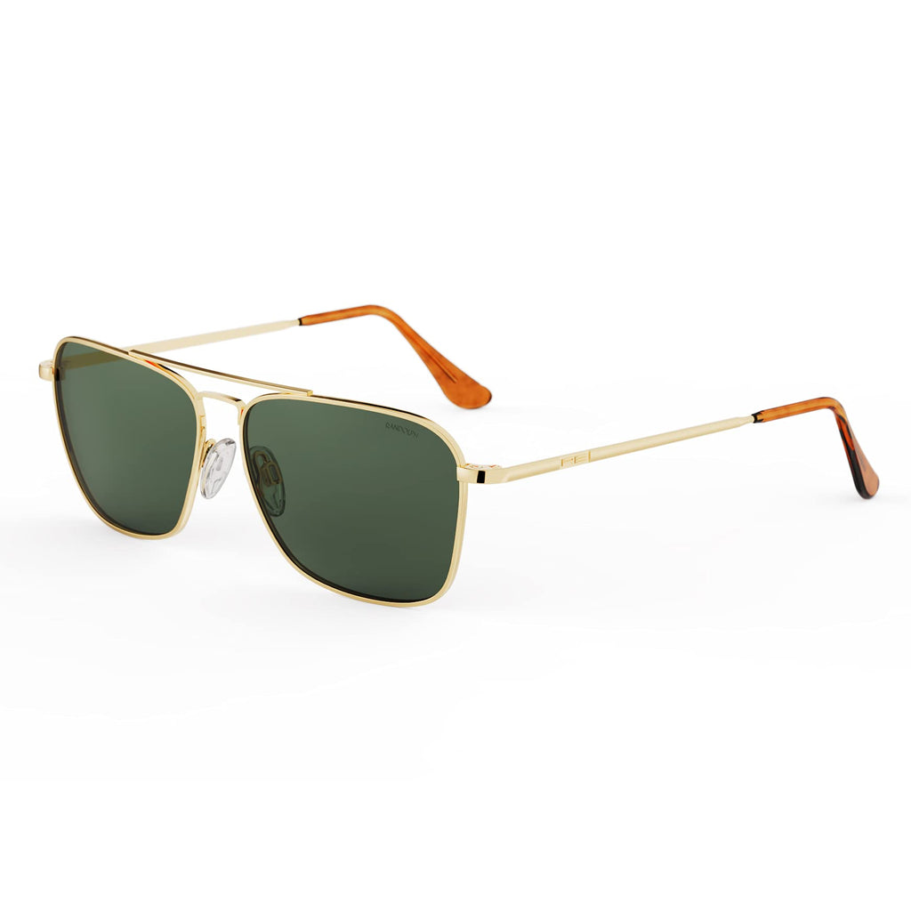 Randolph Eyewear Intruder Aviator Sunglasses for Men and Women – Aviator Glasses Non-Polarized and 23k Gold Frame, UV Protection Sunglasses (Agx Green, 58mm)