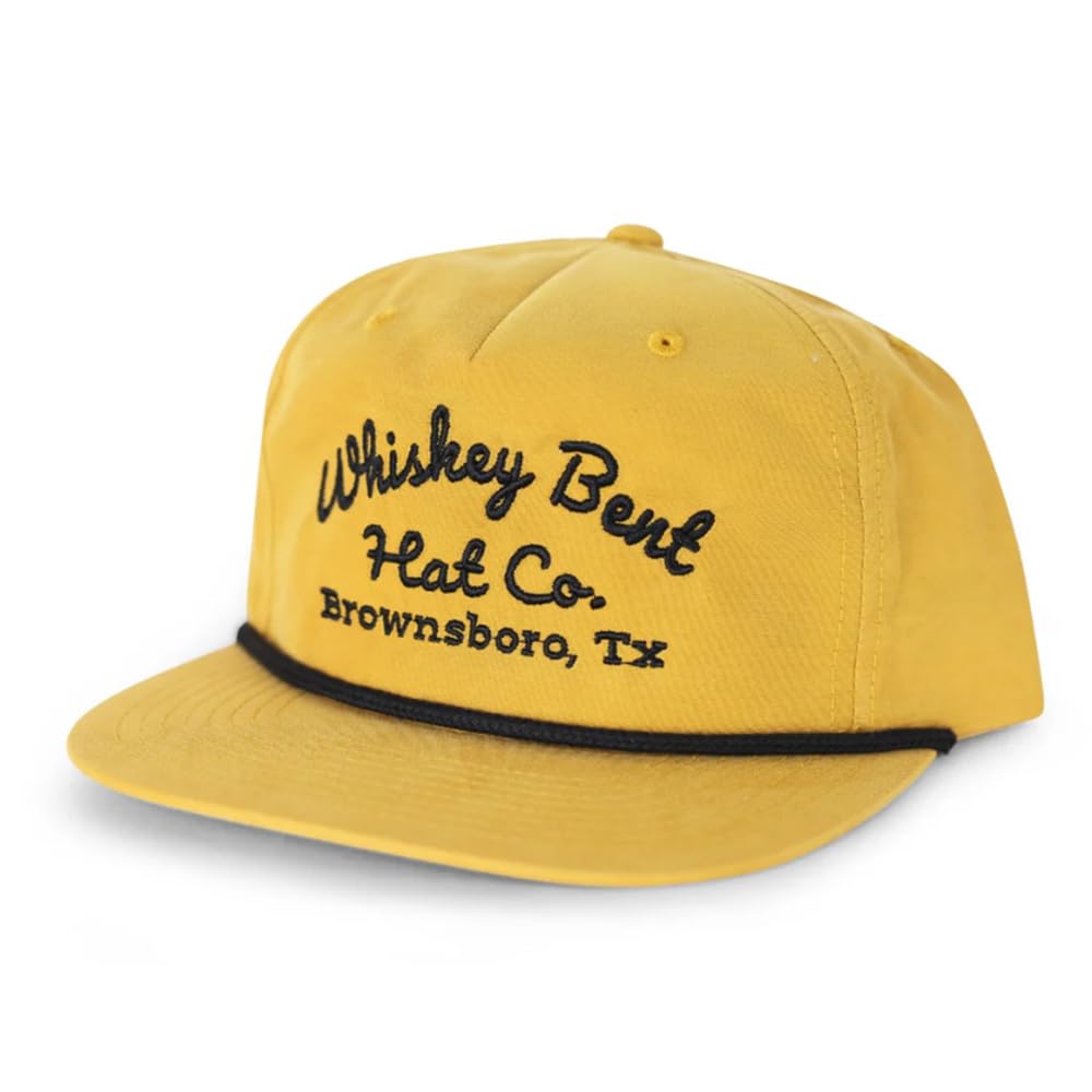 WHISKEY BENT HAT CO. - The Frio Snapback Rope Hat - Vintage Baseball Cap, Dri Fit Outdoor Cap, Adjustable Trucker for Golf & Boating, UPF 50+ Sun Protection, Water Resistant, One Size Fits All, Gold