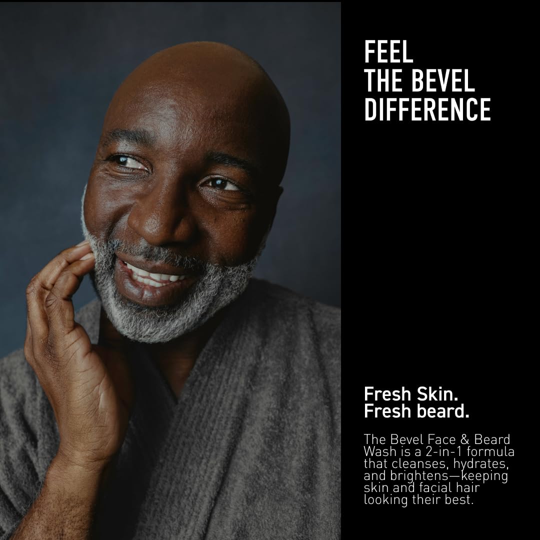 Bevel Face & Beard Wash For Men With Witch Hazel & Aloe Vera Cleansing Mens Face Wash That Hydrates and Brightens Skin and Softens Beard, 4 FL Oz