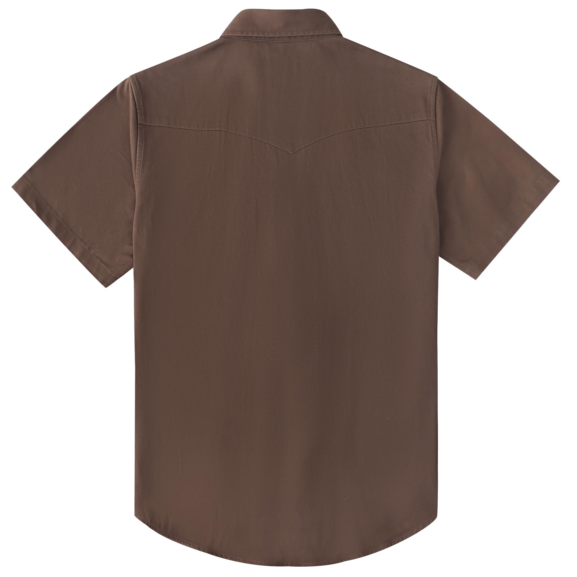 Dubinik® Pearl Snap Western Shirt for Men Short Sleeve Durable Cotton Cowboy Work Shirt Brown