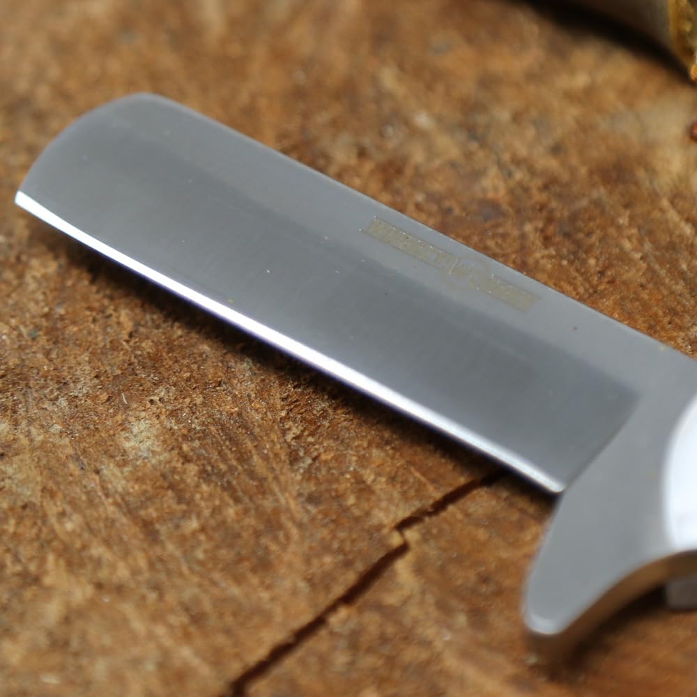 WHISKEY BENT HAT CO. Bullcutter Fixed Blade Knife  -- 440C Stainless Steel 2.5" Blade w/Leather Sheath (Cowpoke)