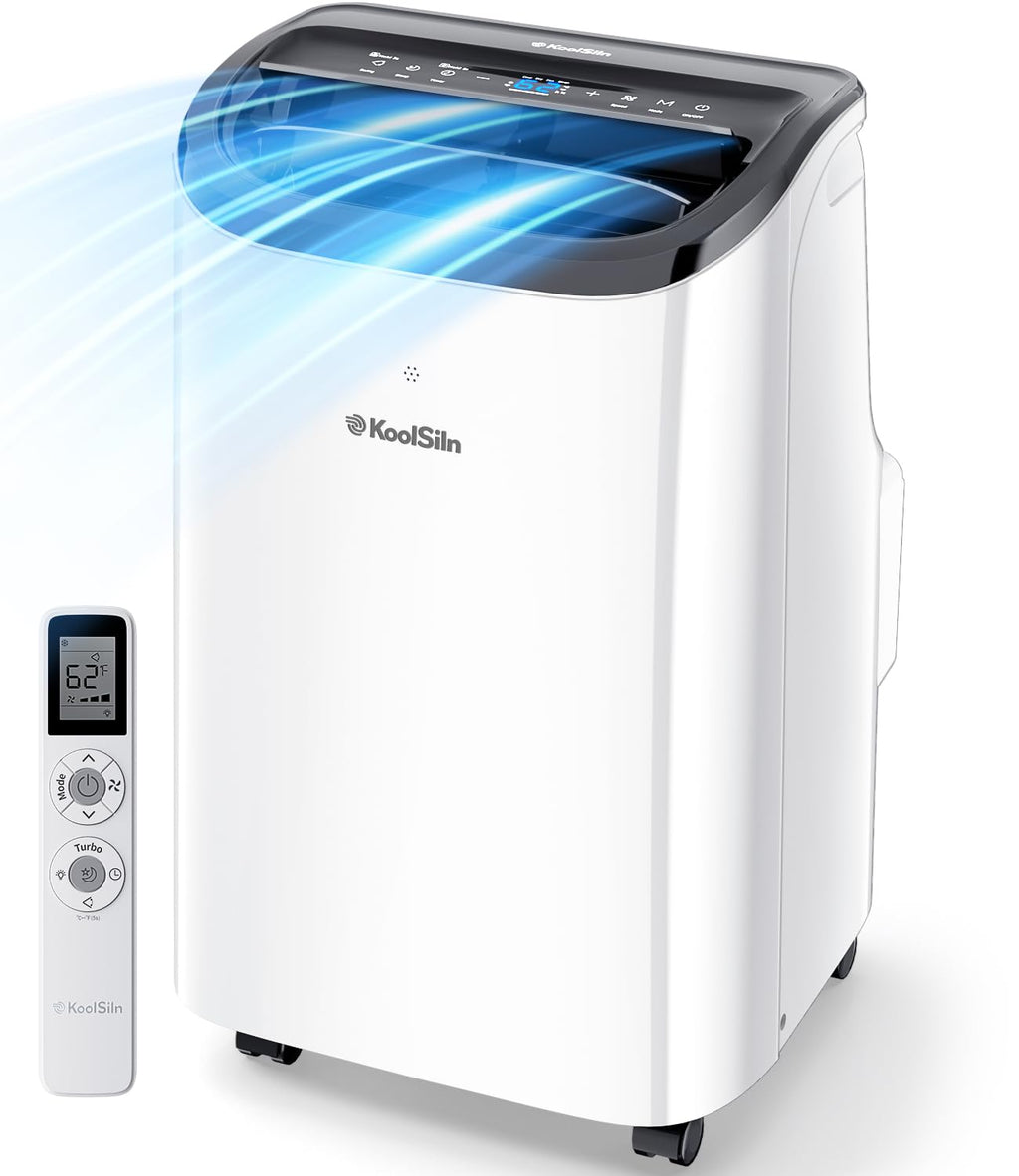 12,000 BTU Portable Air Conditioner Cools Up to 550 Sq.Ft, Auto-Evaporation Low Noise Portable AC Unit with Remote Control Fits for Large Room, Office, Garage, White