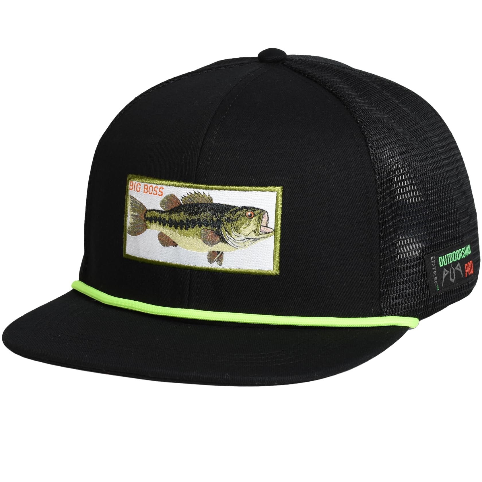 EDTREK Elite Youth Country Hat for Big Kids - Boys Snapback Hat with Flat Brim (Big Boss - Bass Black)
