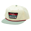 WHISKEY BENT HAT CO. Whiskey Ranch Vintage Style Adjustable Roped Bill Snapback Hats (US, Alpha, One Size, Stripe Yellow/Sage)
