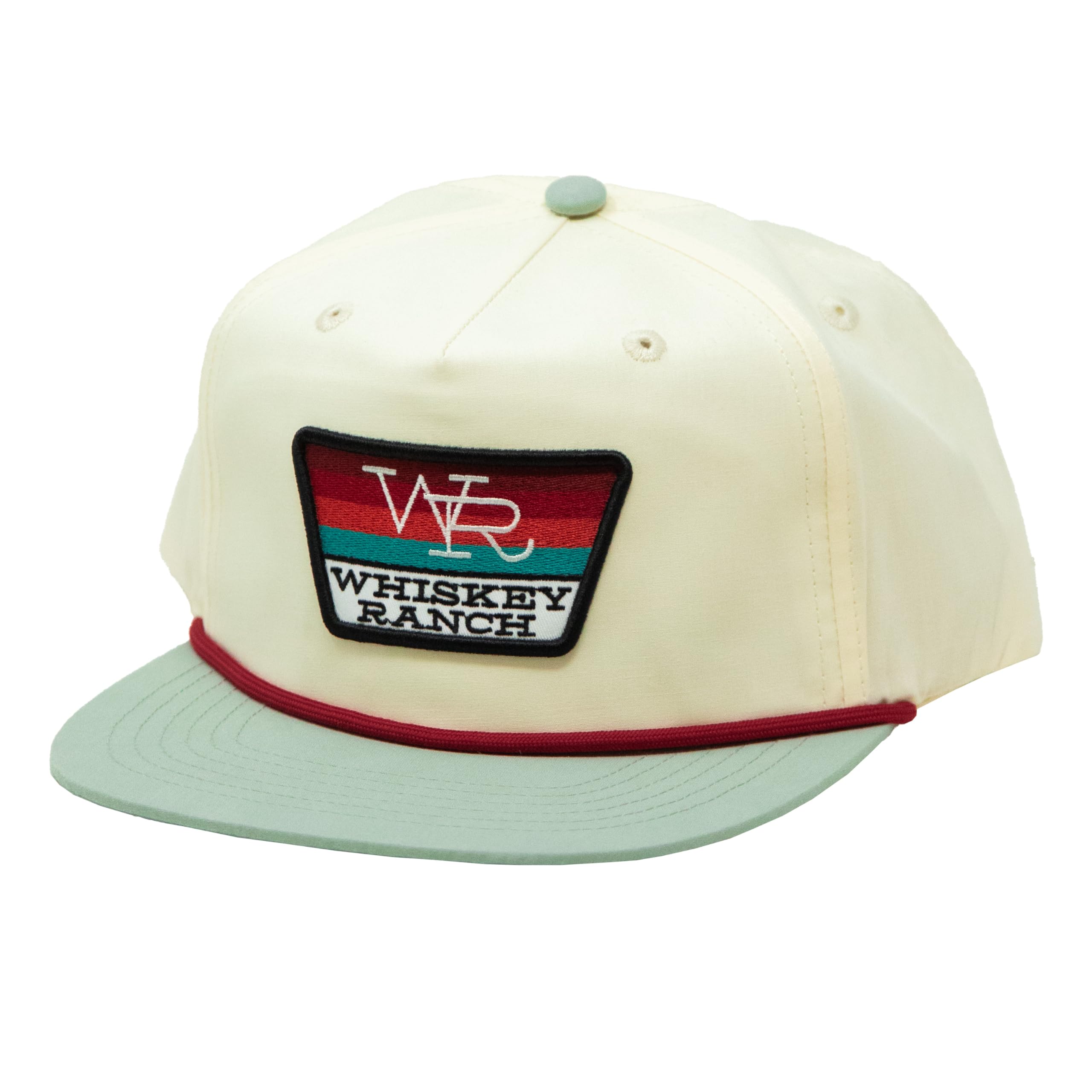 WHISKEY BENT HAT CO. Whiskey Ranch Vintage Style Adjustable Roped Bill Snapback Hats (US, Alpha, One Size, Stripe Yellow/Sage)