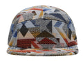 Hatphile Jacquard 5 Panel Camp Hat – Red & Navy Geometric Tapestry Pattern Adjustable Unisex Streetwear Cap, Low Profile Fashion Hat for Men Women