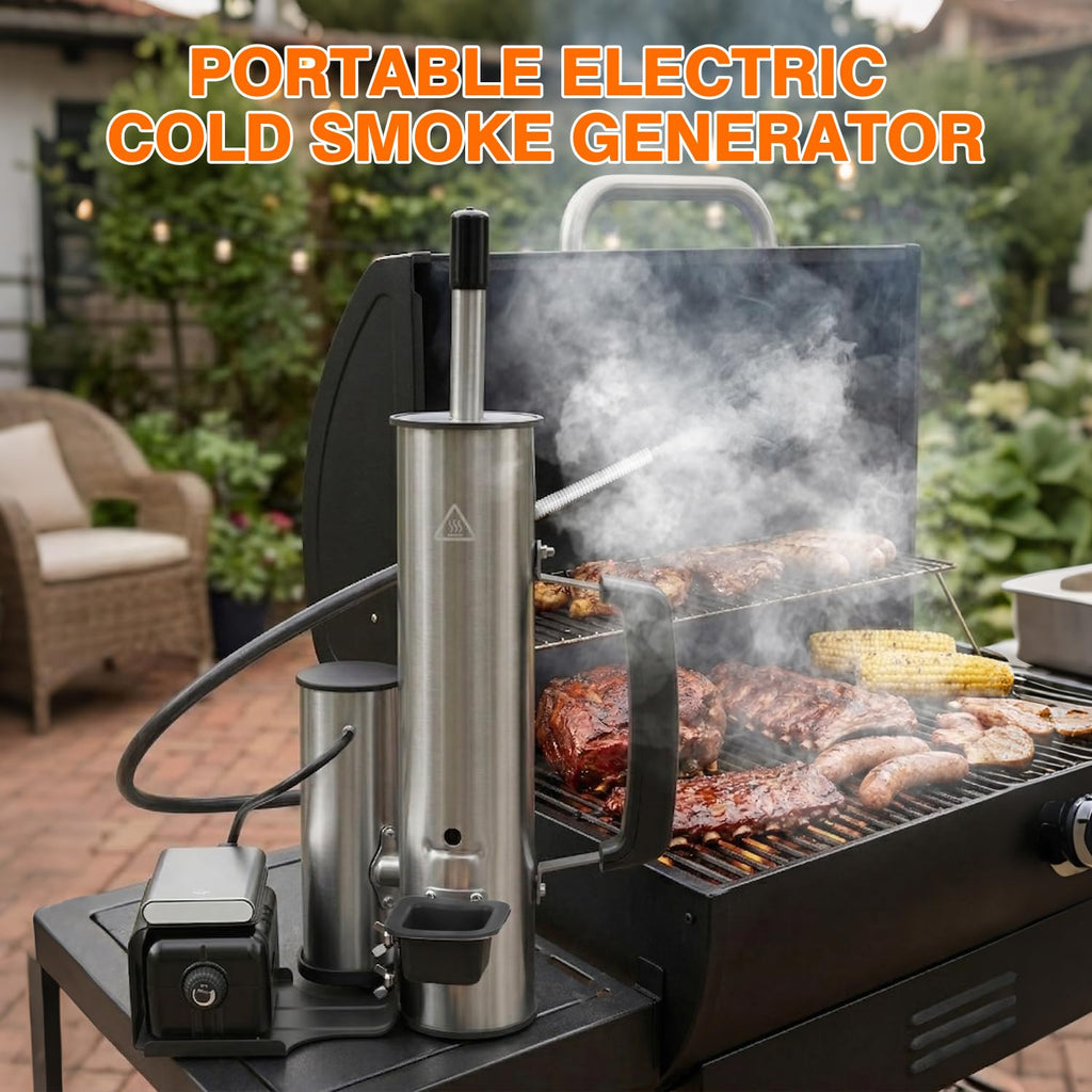 Cold Smoke Generator, Portable Electric BBQ Smoker with Air Pump, Smoke Tube for Pellet Smoker, Cold Smoking Accessory for Cheese, Salmon, Adjustable Smoke Volume, Fits for Grills & Smokers