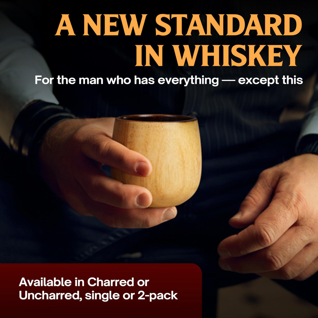 Oaksip The Original Charred Wooden Bourbon Drinking Glass | Charred Old Fashioned Glass | Bourbon Gifts for Men, Dad, or Brother | Whiskey Gifts