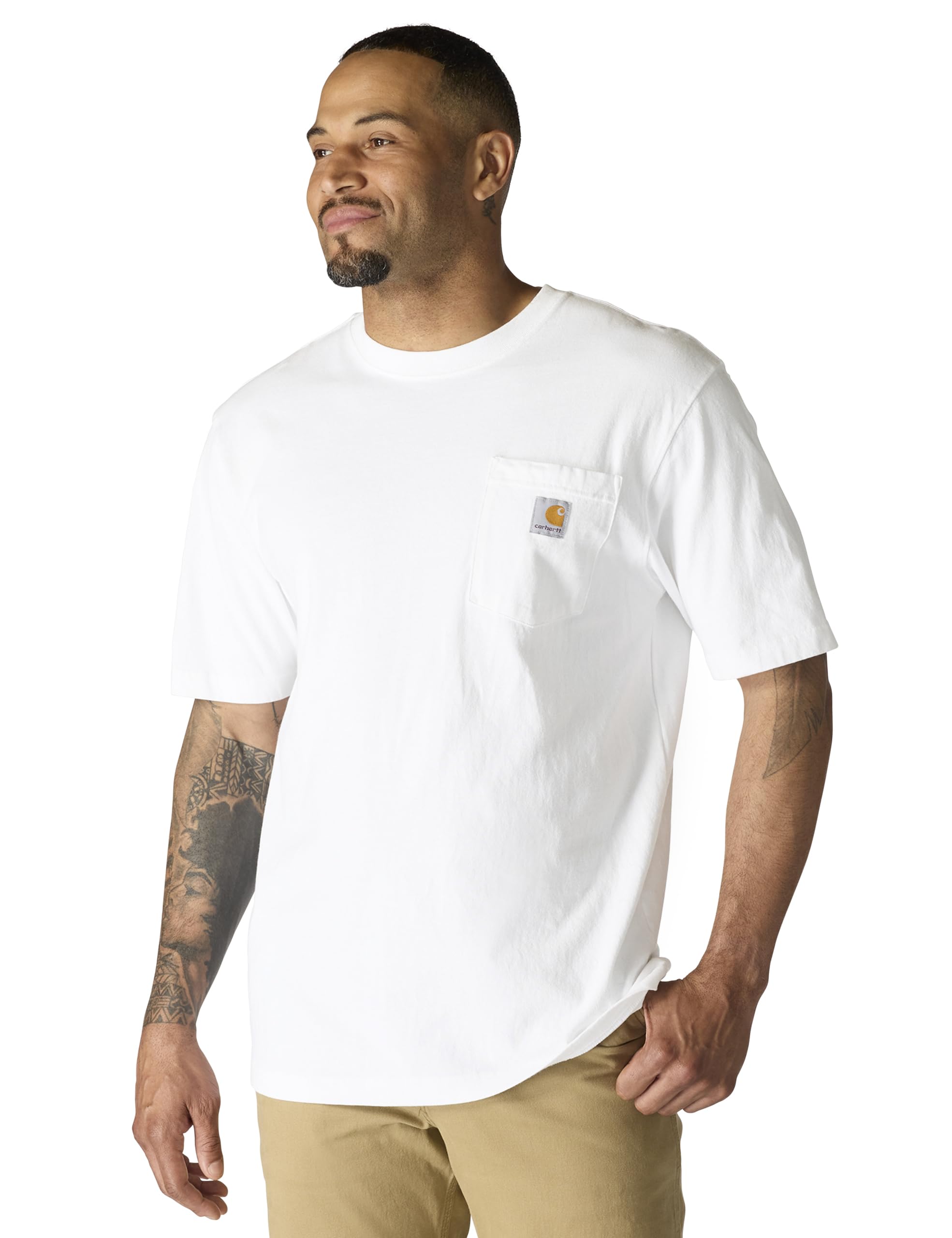 Carhartt Men's Iconic K87 Pocket T-Shirt, White, Large