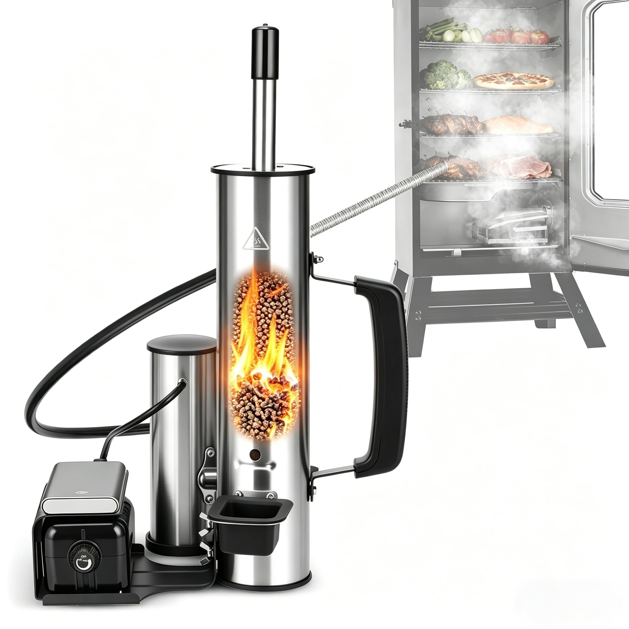 Cold Smoke Generator, Portable Electric BBQ Smoker with Air Pump, Smoke Tube for Pellet Smoker, Cold Smoking Accessory for Cheese, Salmon, Adjustable Smoke Volume, Fits for Grills & Smokers