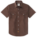Dubinik® Pearl Snap Western Shirt for Men Short Sleeve Durable Cotton Cowboy Work Shirt Brown