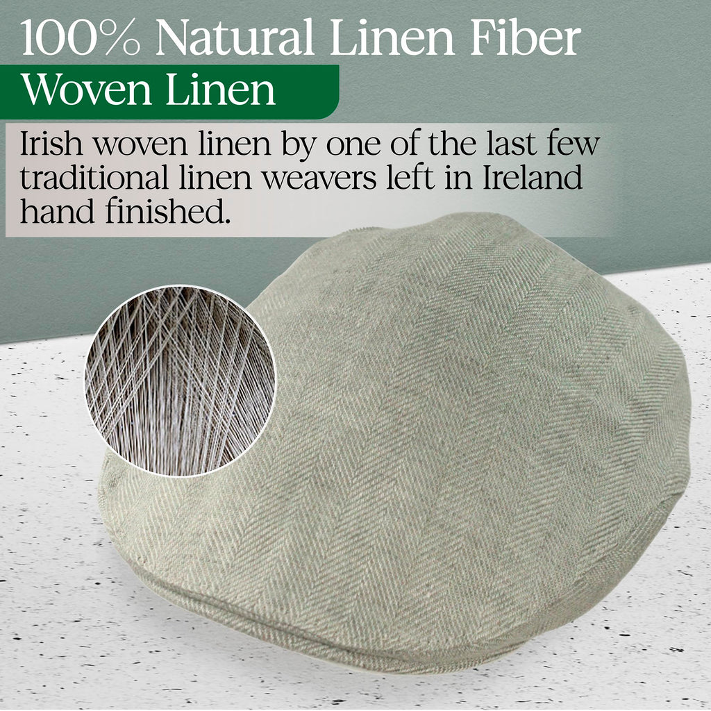 Biddy Murphy Irish Linen Newsboy Hat, Men's Slim Fit Flat Cap, Imported from Ireland, Light Grey, Small