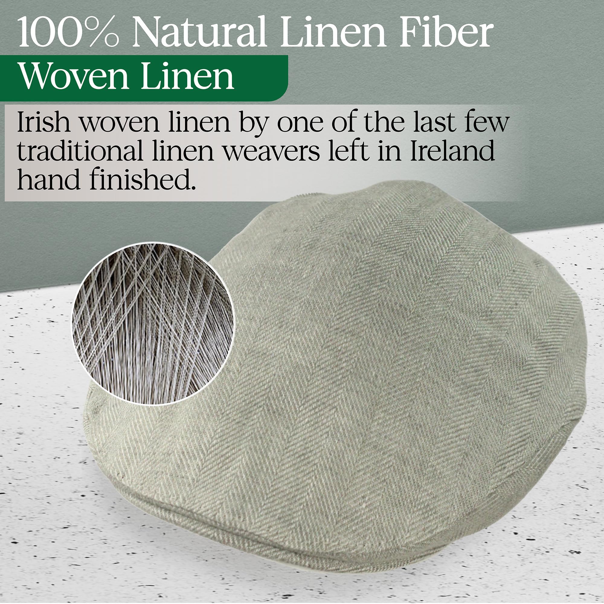 Biddy Murphy Irish Linen Newsboy Hat, Men's Slim Fit Flat Cap, Imported from Ireland, Light Grey, Small