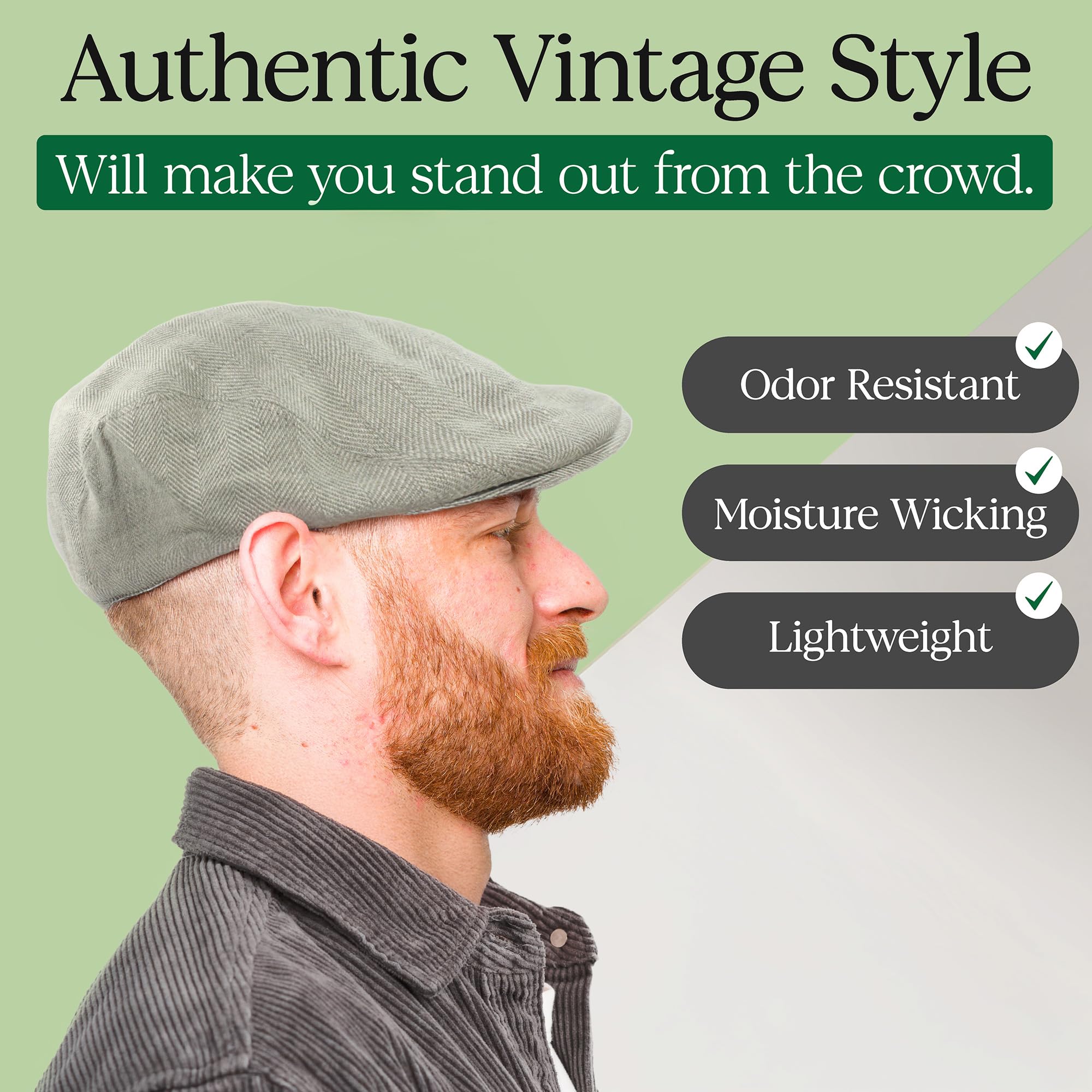 Biddy Murphy Irish Linen Newsboy Hat, Men's Slim Fit Flat Cap, Imported from Ireland, Light Grey, Small