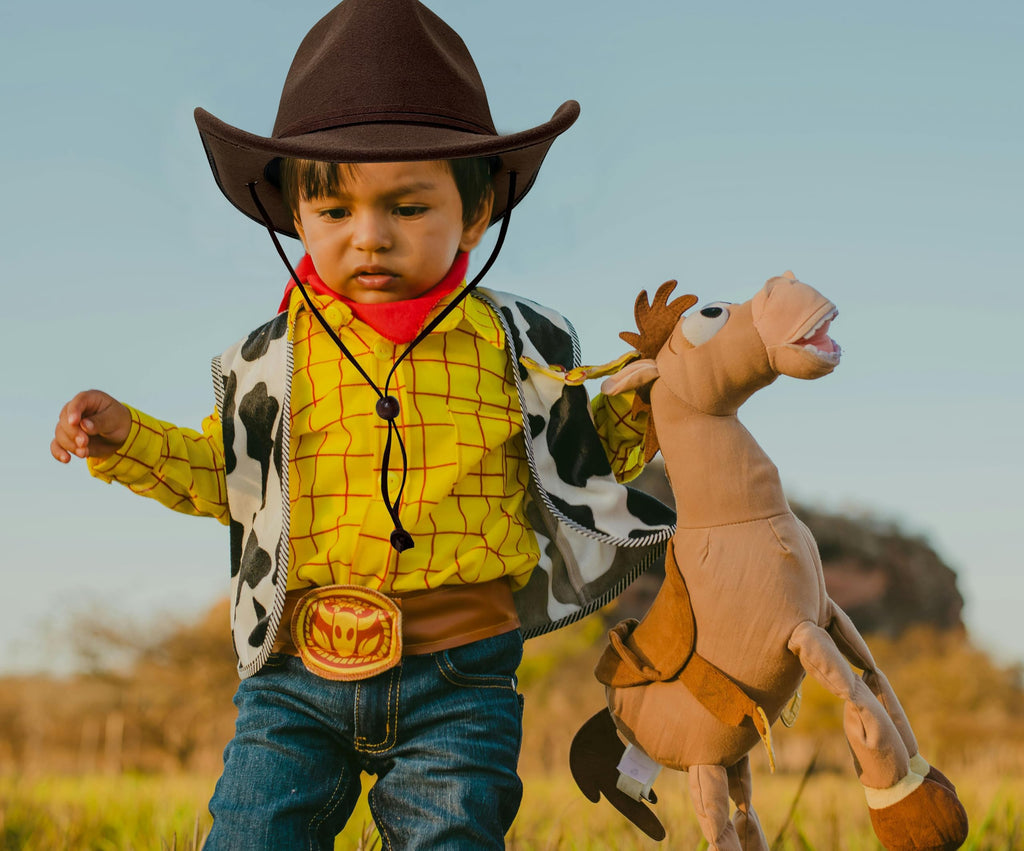Jastore Kids Girls Boys Wide Brim Western Cowboy Cowgirl Hat with Wind Lanyard Felt Fedora Hat (Coffee, 5-12 Years)