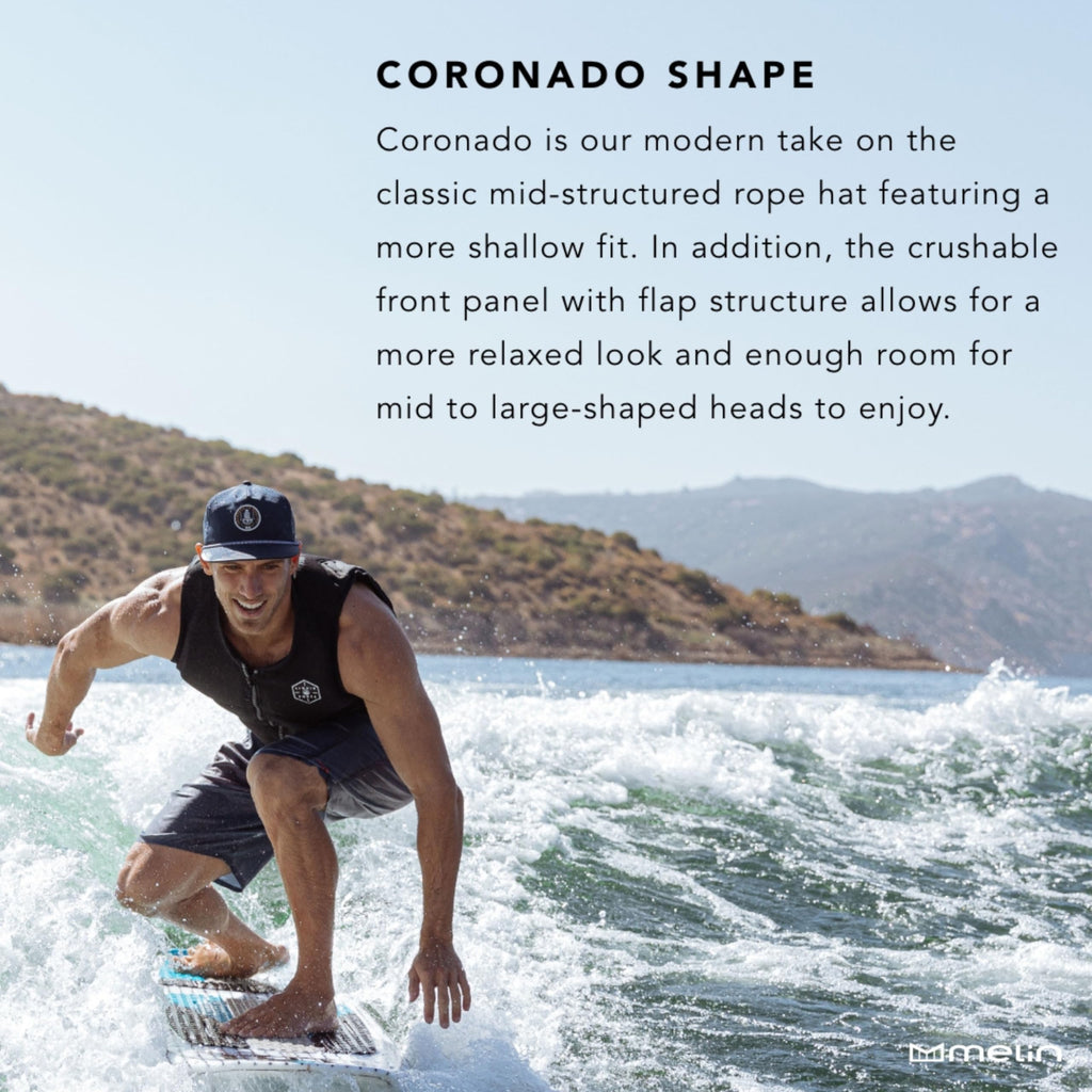 melin Coronado Anchored Hydro, White, Men's Rope Hat, Water-Resistant Fitted Baseball Cap for Men & Women, Golf, Running, or Workout Hat, Medium-Large