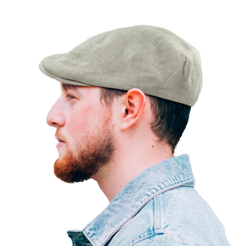 Biddy Murphy Irish Linen Newsboy Hat, Men's Slim Fit Flat Cap, Imported from Ireland, Light Grey, Small