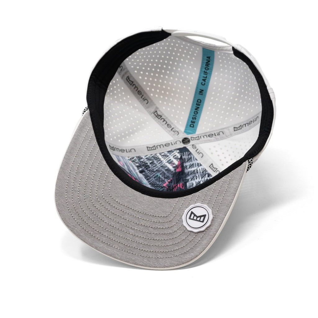 melin Coronado Anchored Hydro, White, Men's Rope Hat, Water-Resistant Fitted Baseball Cap for Men & Women, Golf, Running, or Workout Hat, Medium-Large
