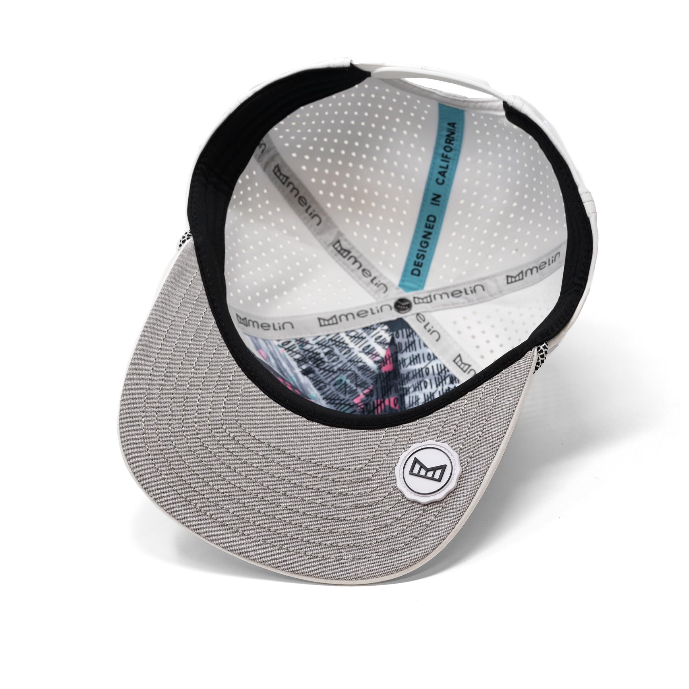 melin Coronado Anchored Hydro, White, Men's Rope Hat, Water-Resistant Fitted Baseball Cap for Men & Women, Golf, Running, or Workout Hat, Medium-Large