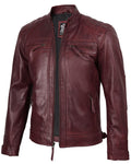 Mens Leather Jacket - chaquetas de cuero para hombre | [1100103] D1 Burgundy, M