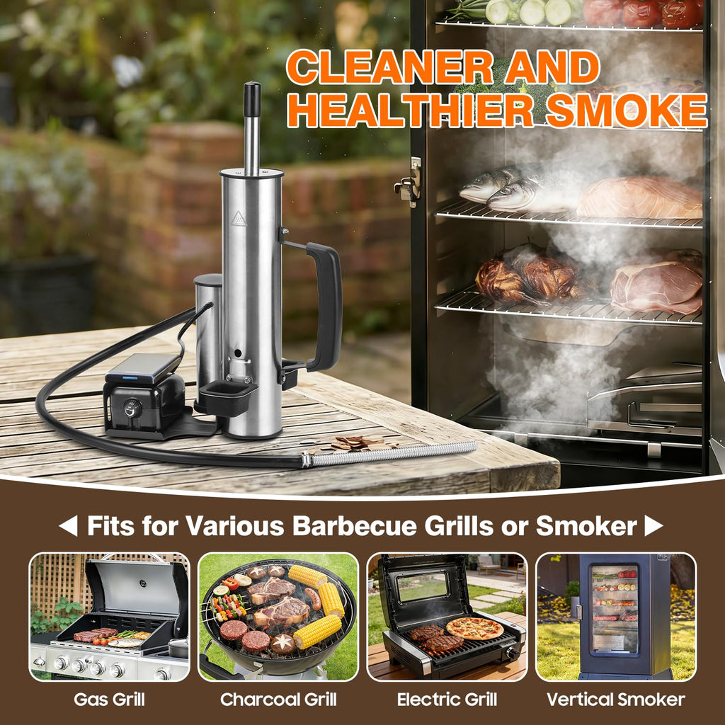 Cold Smoke Generator, Portable Electric BBQ Smoker with Air Pump, Smoke Tube for Pellet Smoker, Cold Smoking Accessory for Cheese, Salmon, Adjustable Smoke Volume, Fits for Grills & Smokers