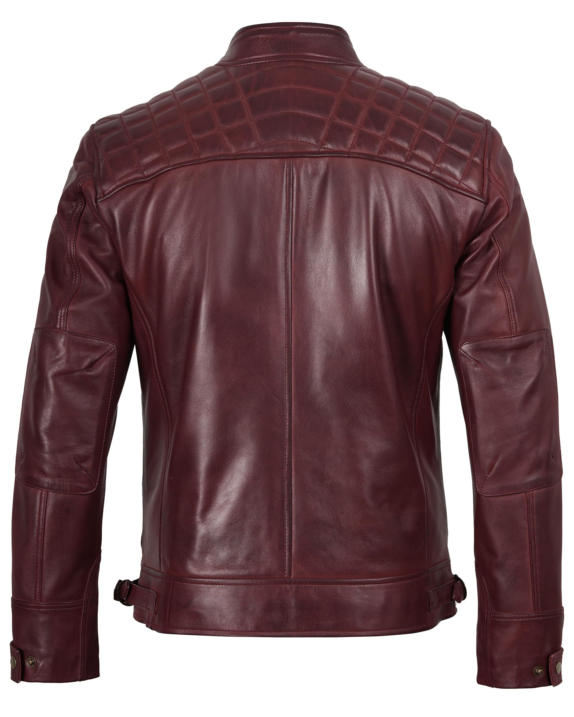 Mens Leather Jacket - chaquetas de cuero para hombre | [1100103] D1 Burgundy, M