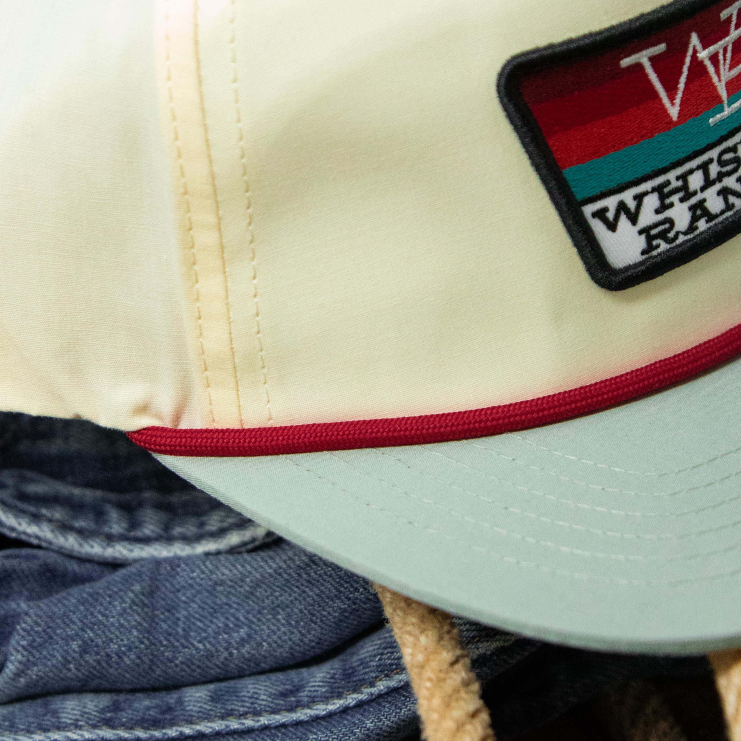 WHISKEY BENT HAT CO. Whiskey Ranch Vintage Style Adjustable Roped Bill Snapback Hats (US, Alpha, One Size, Stripe Yellow/Sage)