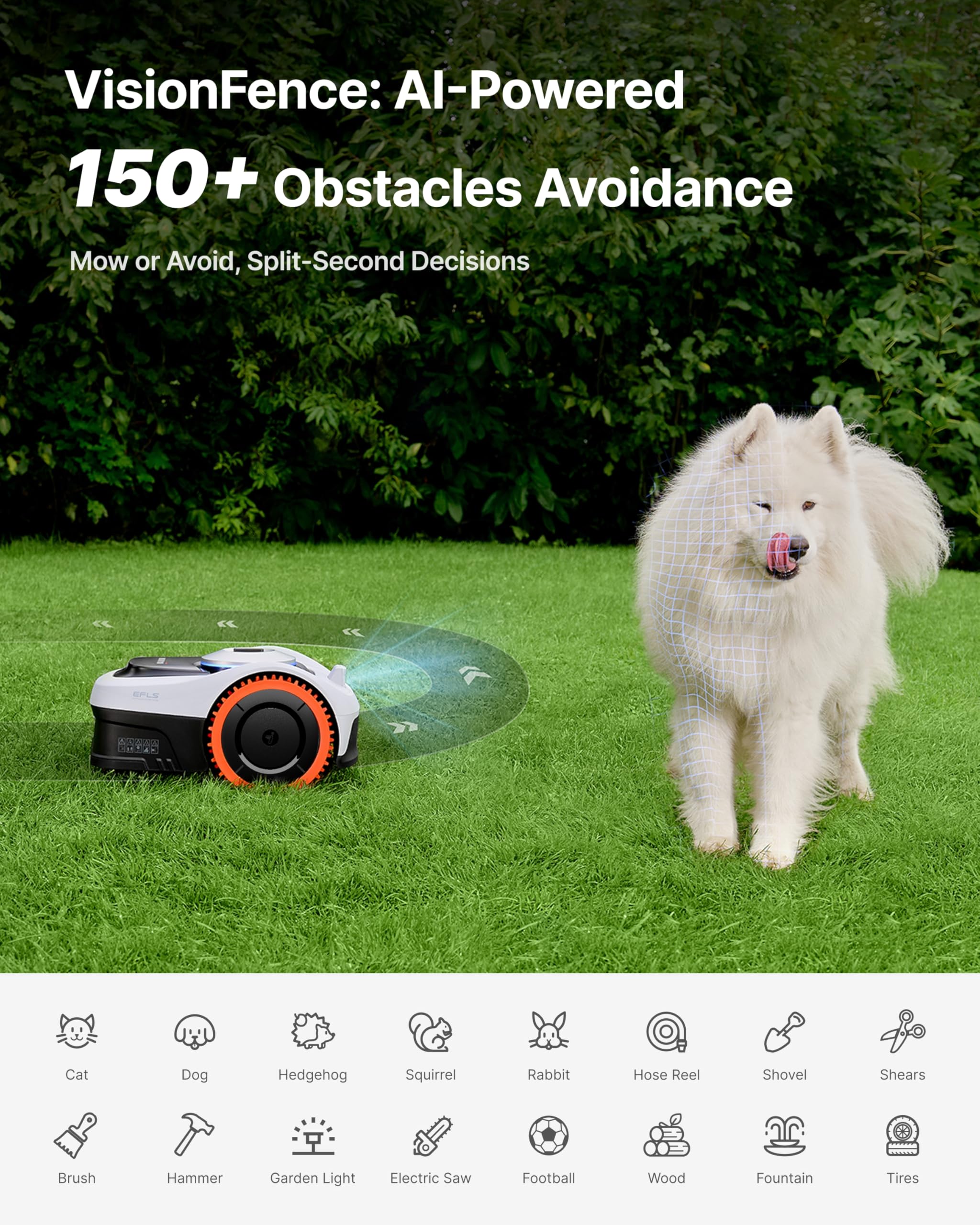 Segway Navimow i210 AWD Robot Lawn Mower Wire Free with Garage S, All-Wheel Drive for 45% Slopes, EFLS NRTK + Vision Auto Mapping, Covers 1/4 Acre (Garage Shipped Separately)