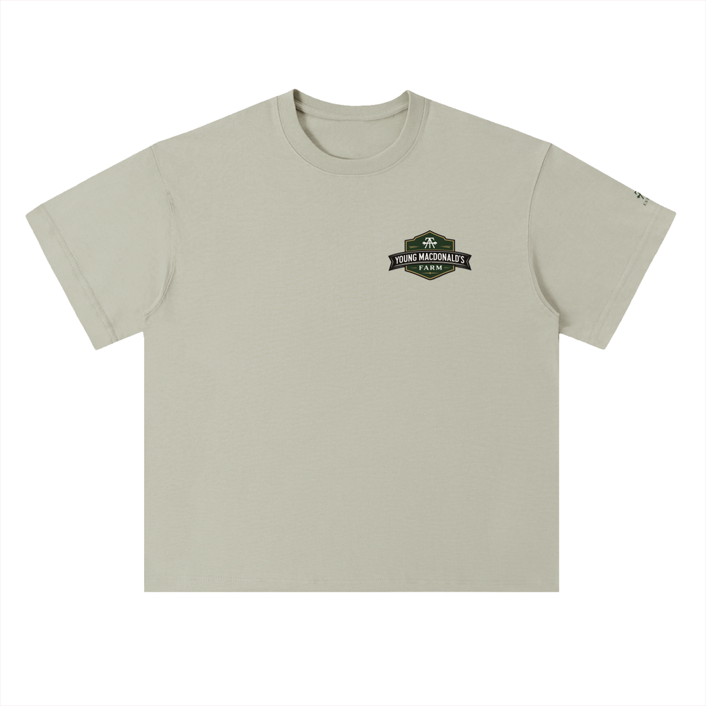 Young MacDonald's Farm YMF Heavyweight Drop Shoulder Tee – Unisex 100% Cotton Oversized T-Shirt