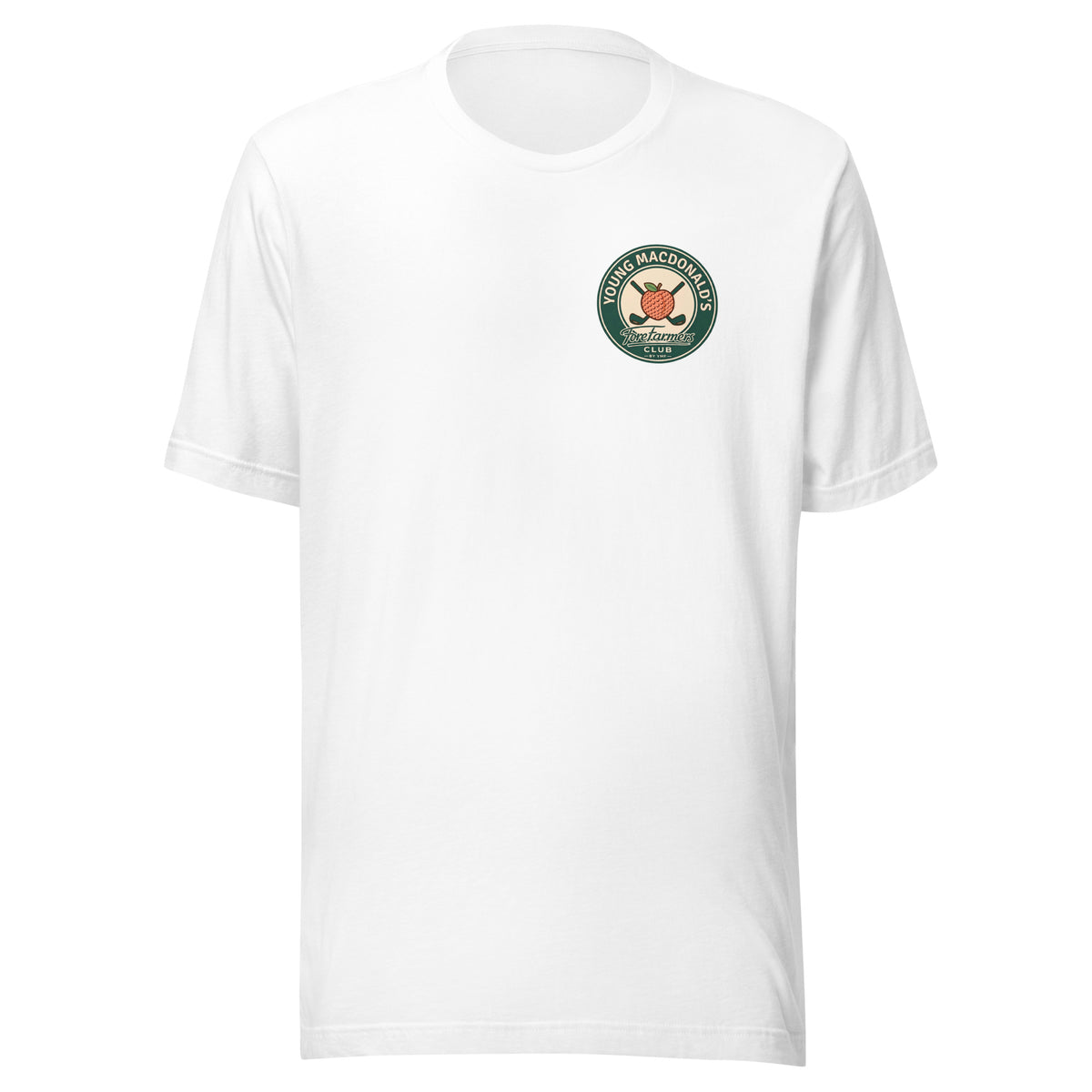 Young MacDonald's Forefarmers Club Tee in white, front view